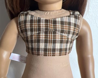Brown Plaid Crop Top for 18 inch Dolls