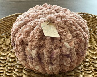 Pretty in Pink Marbled Cozy Hand-Knit Round Pillow