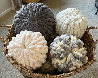 Cozy Crafted Hand-Knit Round Pillows