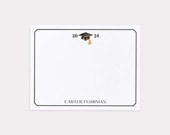 Personalized Thank You Note Cards, Class of 2024 with Graduate Name, High School or College Graduation Gift, Flat Note Card Stationery Set