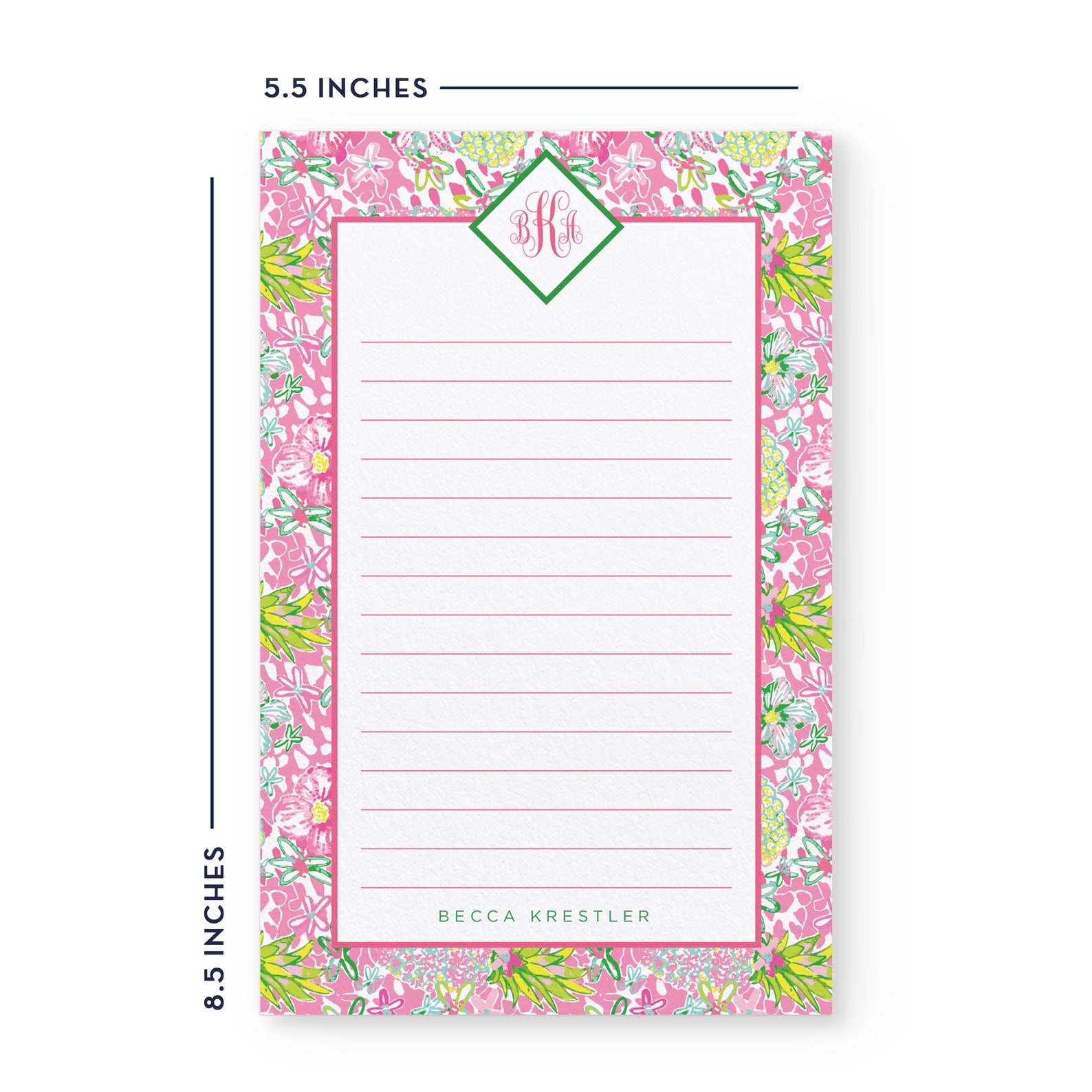 Personalized Notepad Preppy Notepad Monogram Notepad Etsy