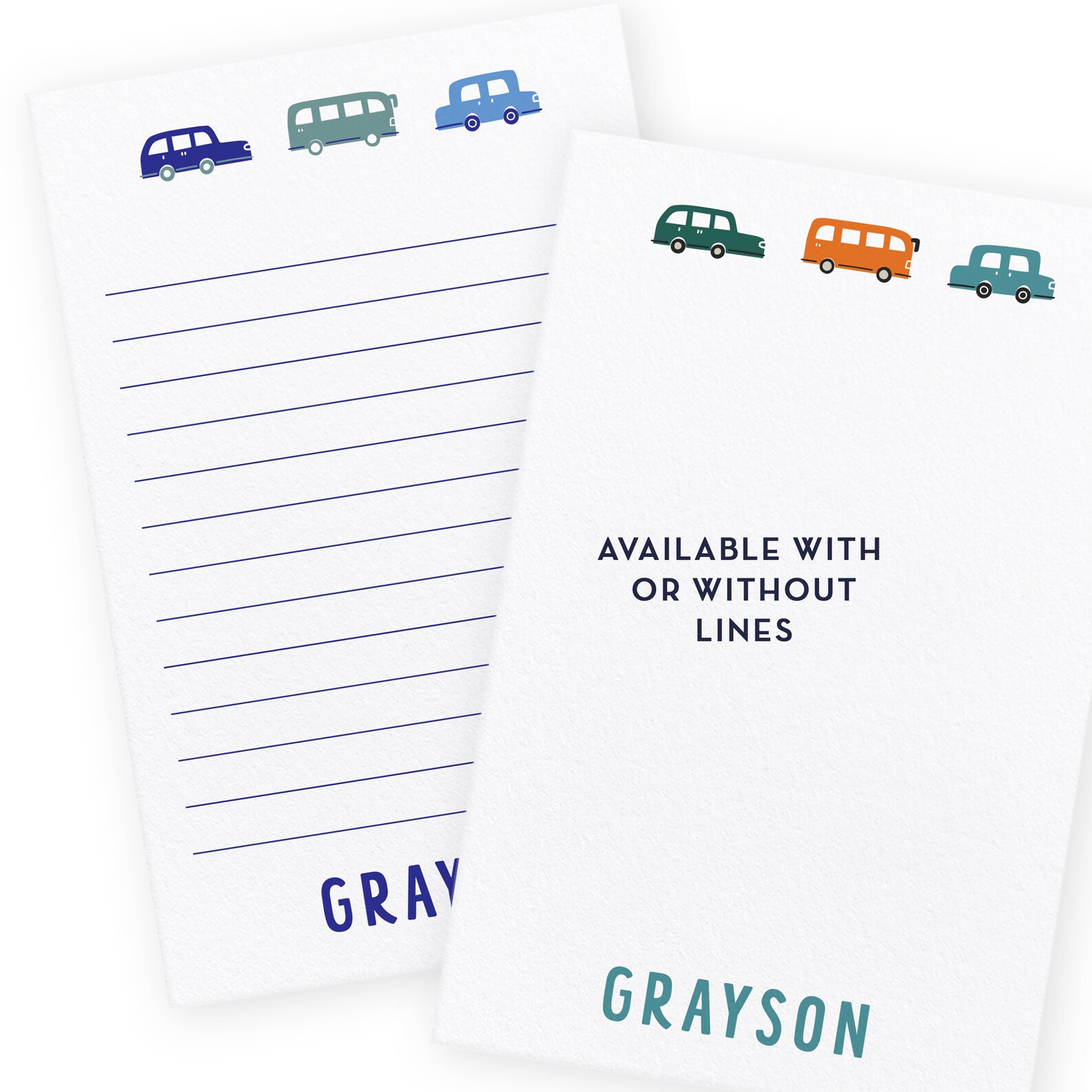 Car Notepad for Boys Personalized Stationery Pad Custom Note Etsy