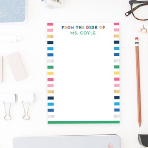 From the Desk of, Teacher Notepad, Personalized Notepad, School Notepad, Personalized Teacher Gift, Gift for Teacher - 5x7, 50 Sheets