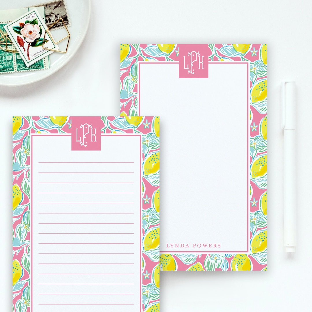 Personalized Notepad Preppy Notepad Monogram Notepad Etsy