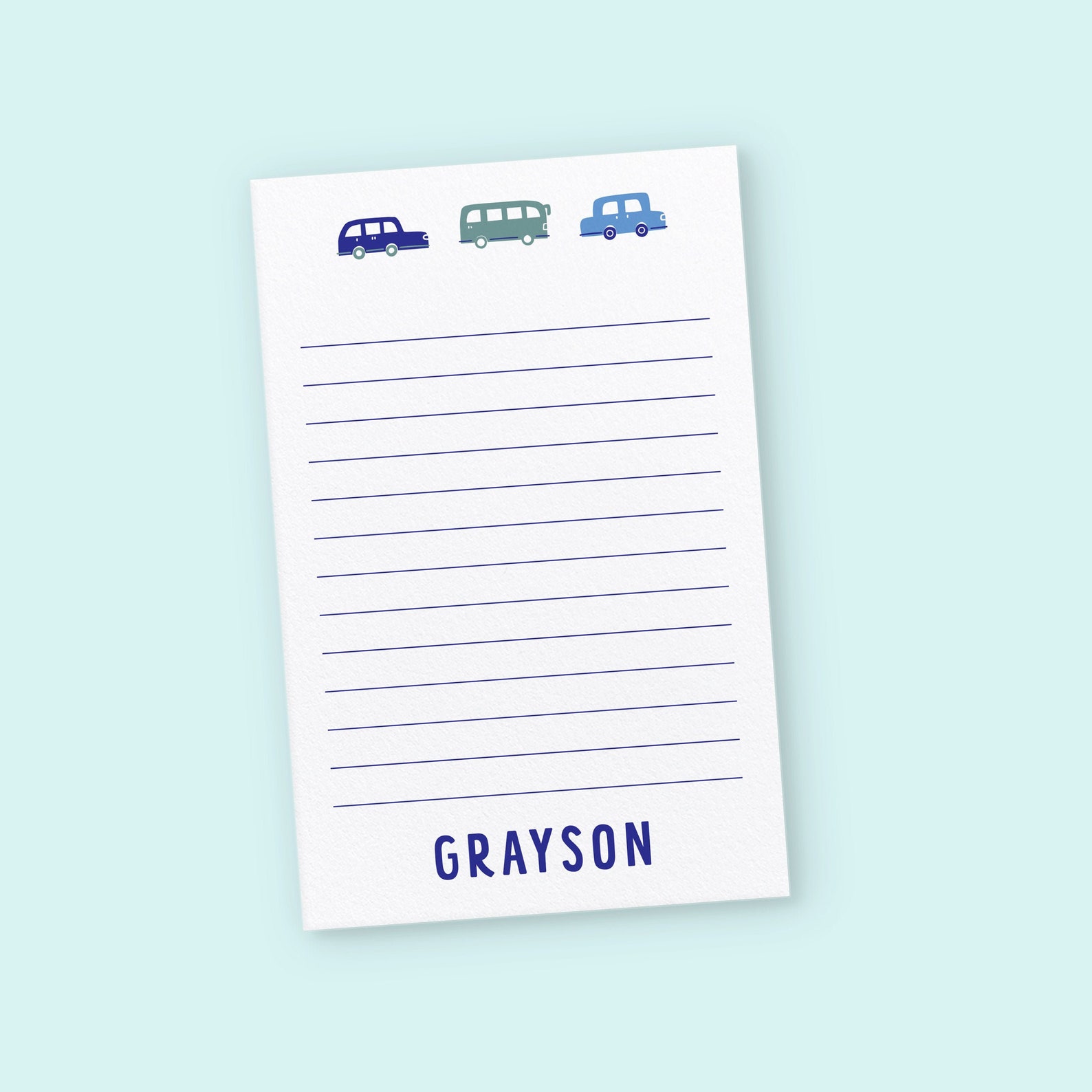 Car Notepad for Boys Personalized Stationery Pad Custom Note Etsy