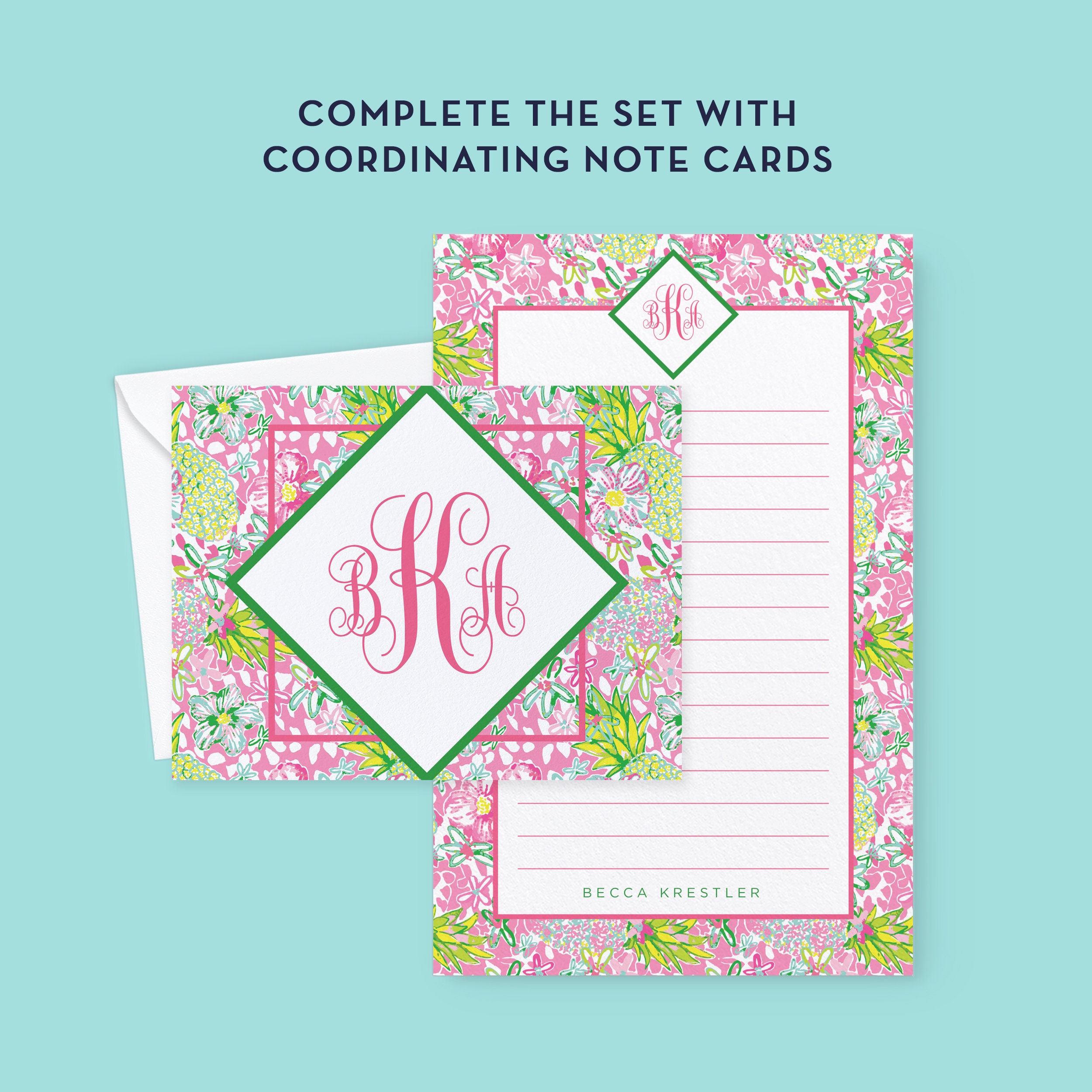 Personalized Notepad Preppy Notepad Monogram Notepad Etsy