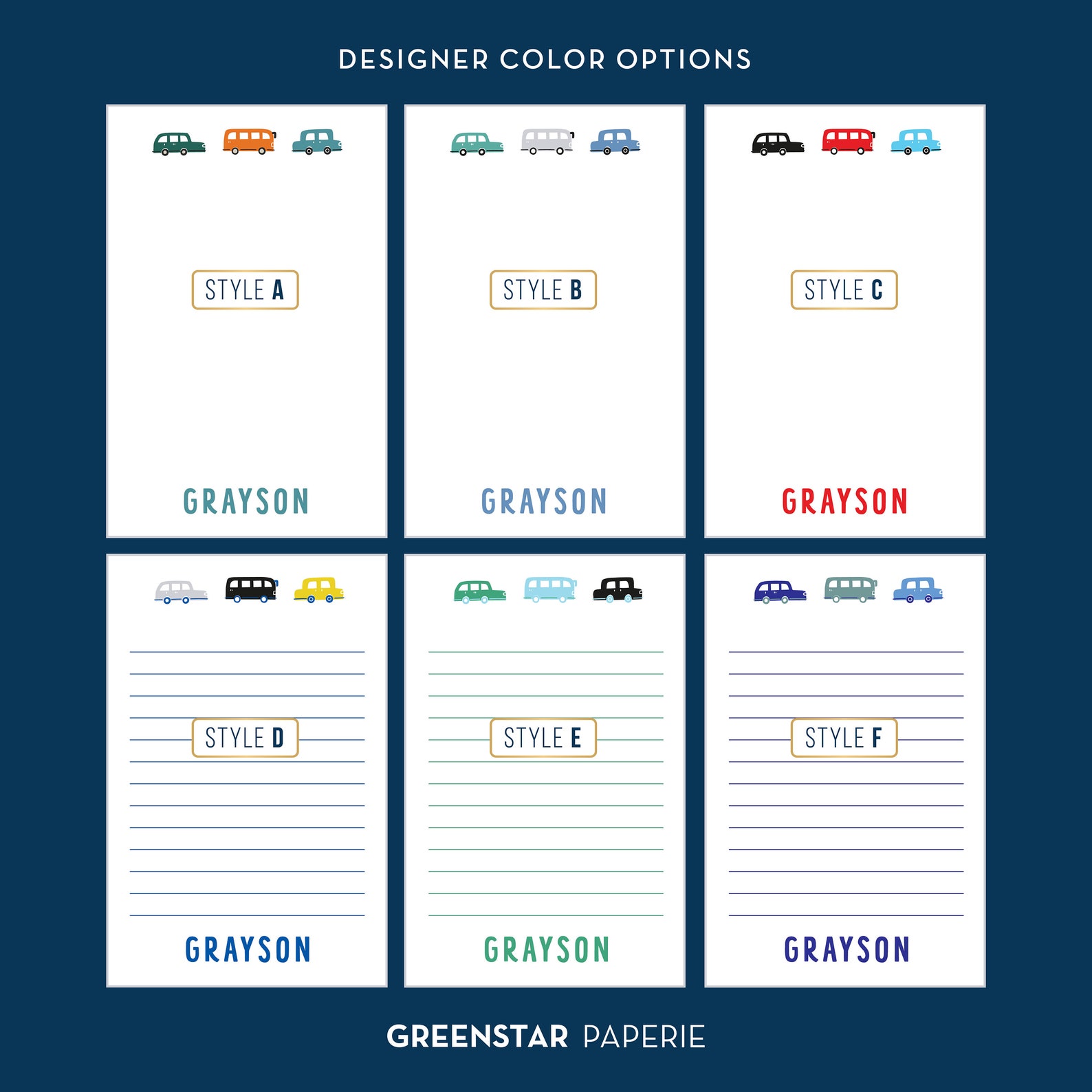 Car Notepad for Boys Personalized Stationery Pad Custom Note Etsy