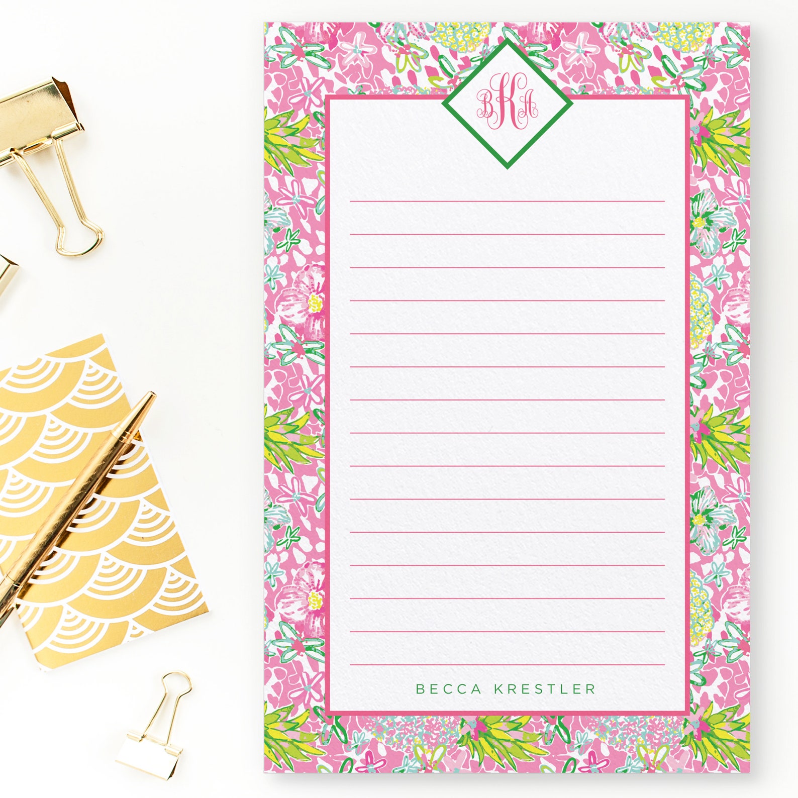 Personalized Notepad Preppy Notepad Monogram Notepad Etsy