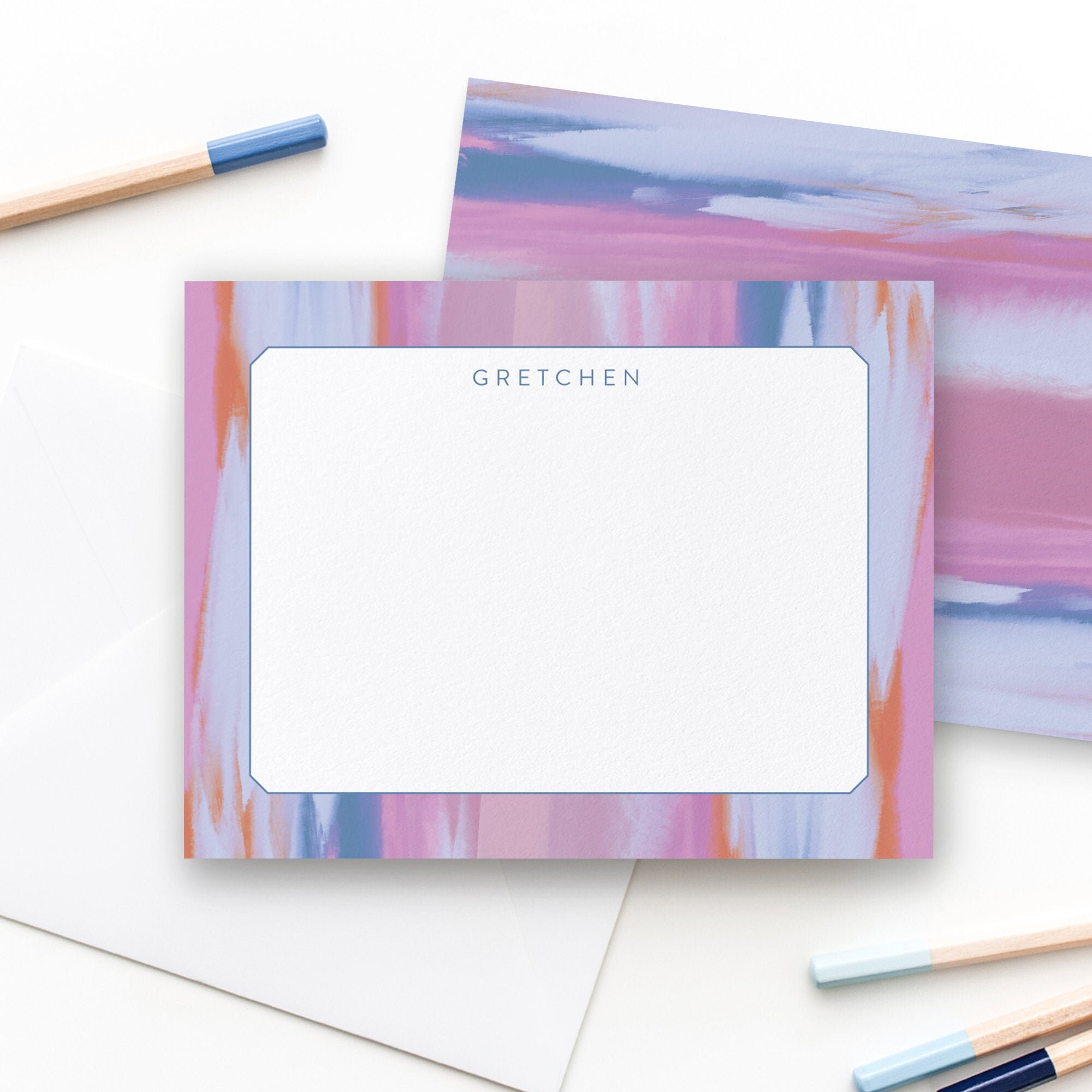 Note Cards & Envelope Set Personalized Stationery Cards Flat Etsy