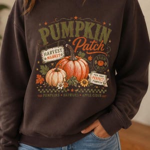 Pumpkin Season Sweatshirt, Retro Fall Crewneck, Autumn Pumpkin Patch Pullover