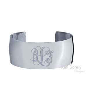 Custom Engraved Monogrammed Cuff Bangle With Personalized iNitials, Waterproof, Non Tarnishable Cuff bangle for Woman
