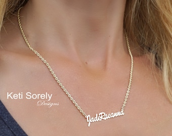 Personalized Name Necklace with Large Rope Chain in Sterling Silver, Yellow Gold or Rose Gold, Choose Font, Order Name, Date or Signature