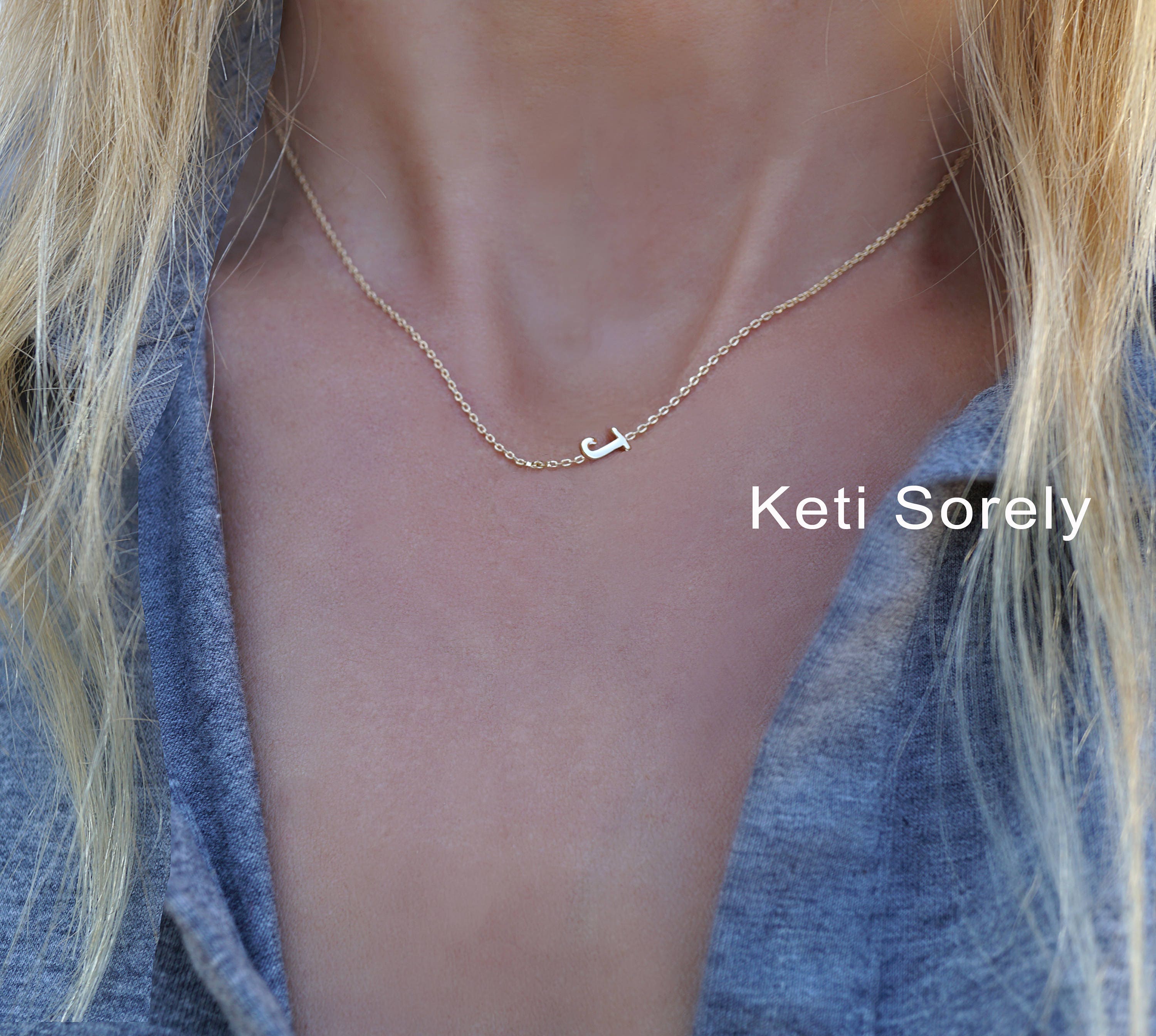 Solid Gold Dainty Initial Necklace 