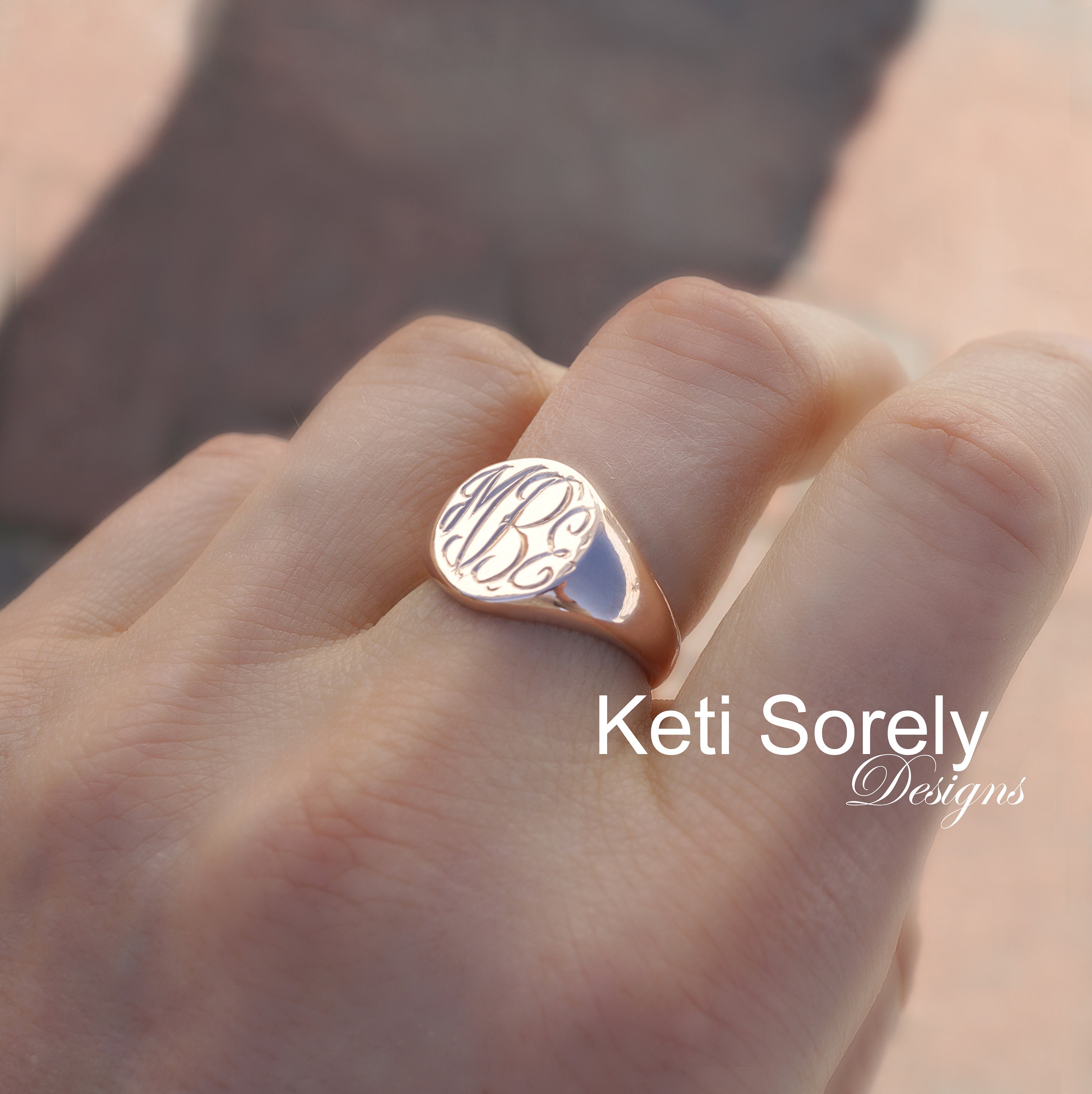 Monogram Signet Ring With Personalized Initials in 10K 14K or -  Israel