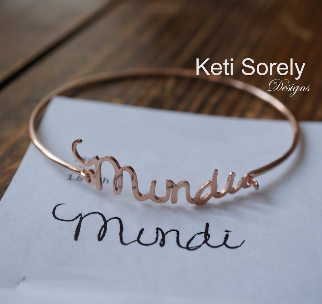 Custom Handwriting Bangle Bracelet With Personalized Message or Name in ...