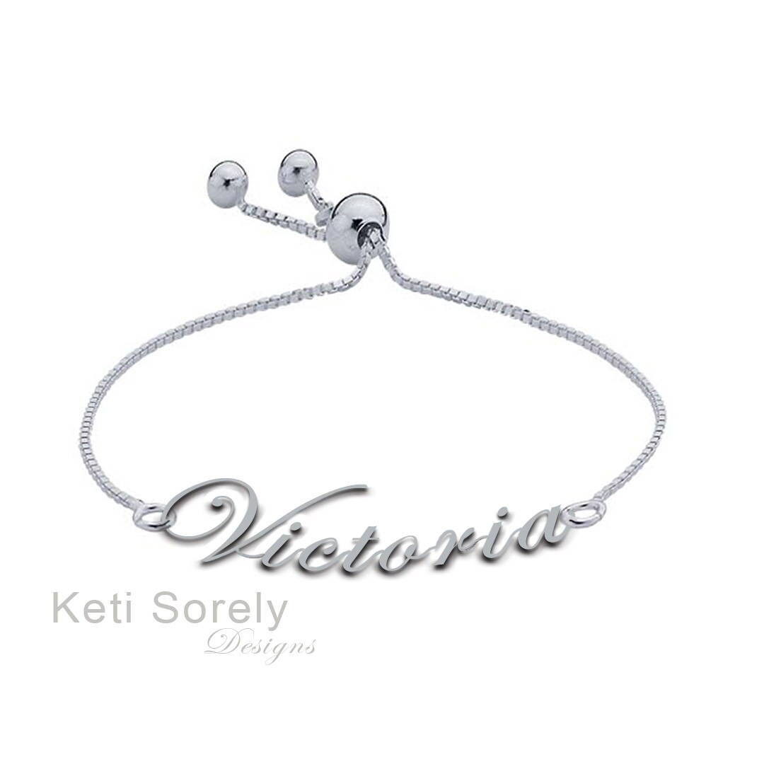 Personalized Name Bracelet With Adjustable Clasp in Sterling - Etsy