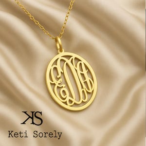 Designer Monogram Initials Pendant -Small to Large Sizes (Order Any Initials) - Sterling Silver With Yellow Gold Overlay