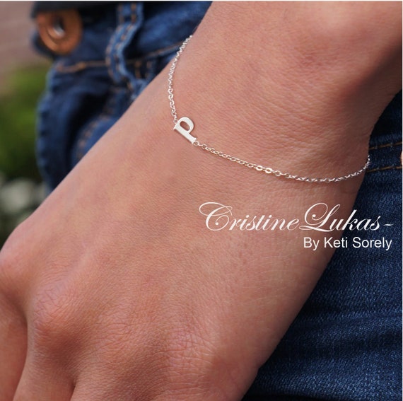 Custom Letter Bracelet | Caitlyn Minimalist Rose Gold / 9.5 Inches