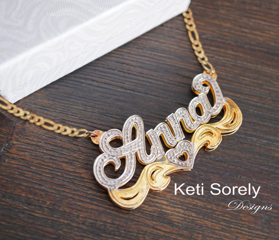 Handmade 3D Nameplate Necklace With Diamond Beading order Any Etsy