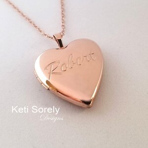 Medaglione a cuore inciso personalizzato con nome, iniziali o data - Inserisci le tue foto in argento sterling o oro massiccio - Medaglione personalizzato