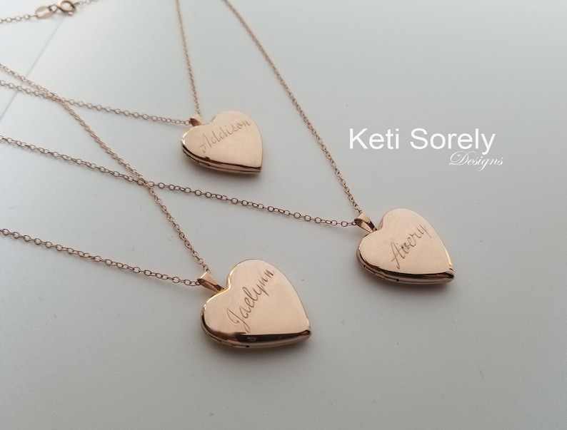 Custom Engraved Heart Locket With Name, Initials or Date - Insert Your ...
