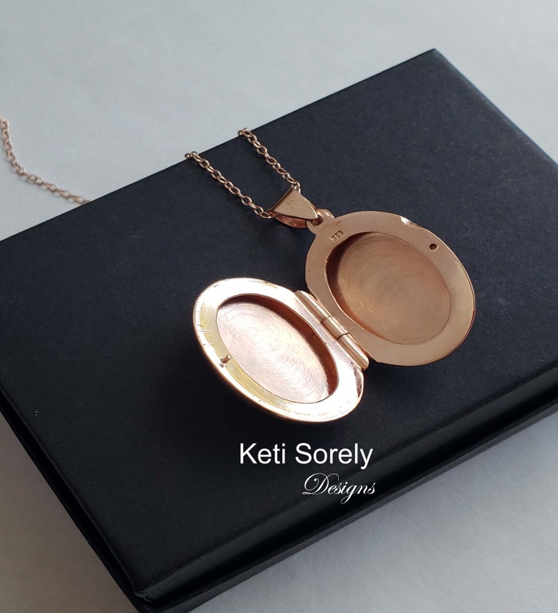 Engraved Oval Locket Necklace in Sterling Silver, Yellow Gold or Rose Gold, Monogram Initials Photo Locket, Engrave Message On Back image 4