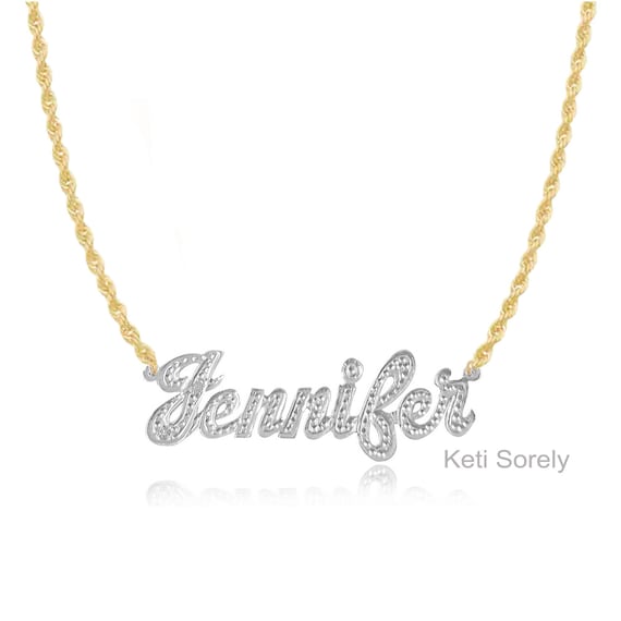 Name Necklace With Diamond Beading 