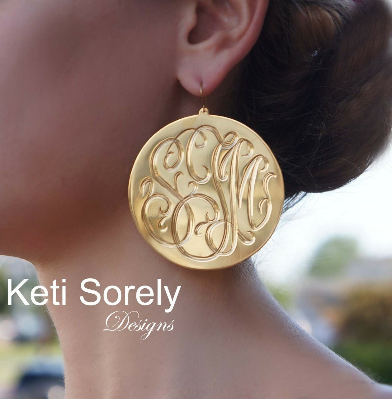 Engraved Large Monogram Earrings With 