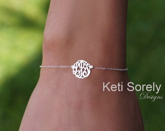 Sterling Silver Monogram Bracelet or Anklet with Script Initials (Personalize It For You) - Small to Large Monograms