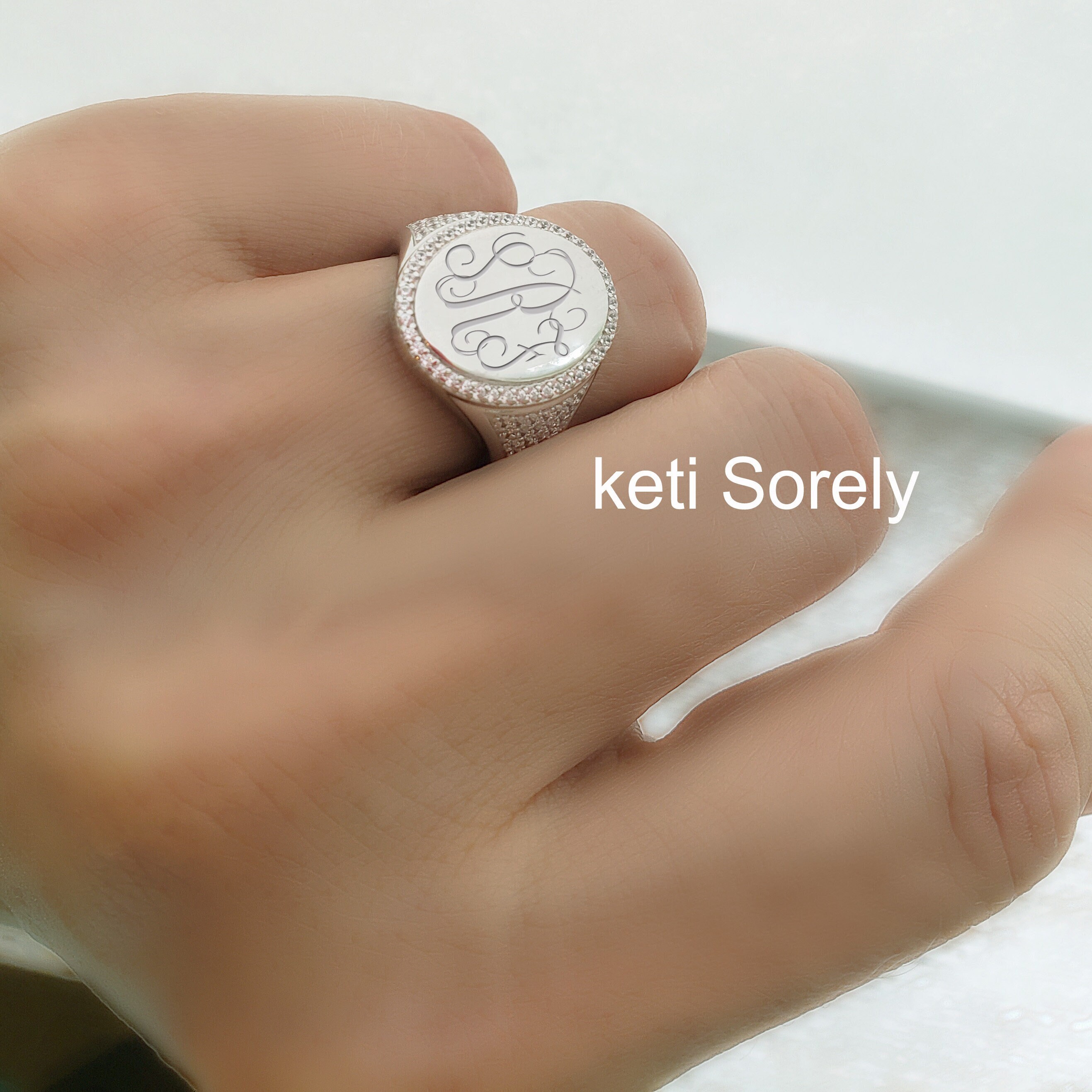 Large Oval Signet Ring With Engraved Personalized Initials in