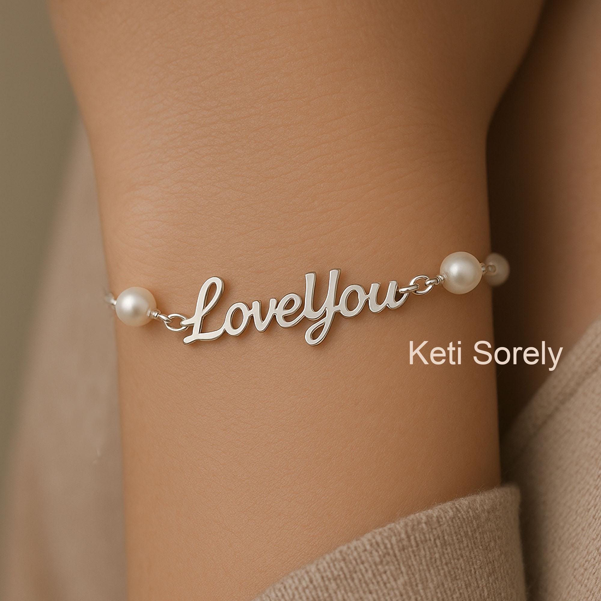 エルテ「Les Bijoux de Perles」シルクスクリーン 直筆サイン Custom Handwriting Bracelet With Pearls, Personalized Signature