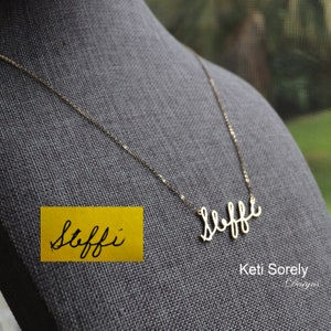 Solid Gold Handwriting Necklace in Rose Gold, White Gold or Yellow Gold - Copy Your Signature in 10K , 14K or 18K Solid Gold, Memorial Neck