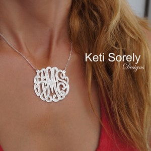Custom Made Monogrammed Initials Necklace with Cubic Zirconia Stones, Personalized Gift For Wedding, Birthday, Graduation, Christmas, Etc.