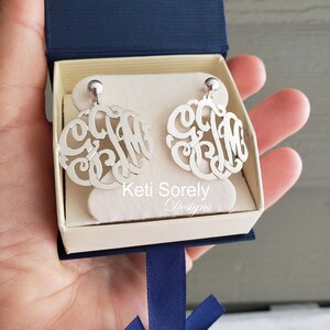 Personalized Monogram Earrings, Name Initial Earrings, Small to Large Sizes in Yellow Gold, Sterling Silver or Rose Gold image 6