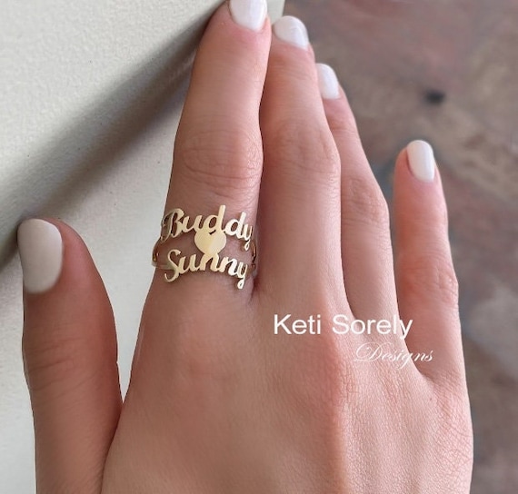Stackable Rings with Names - Megan Font - Set 1-3 rings | Centime Gift