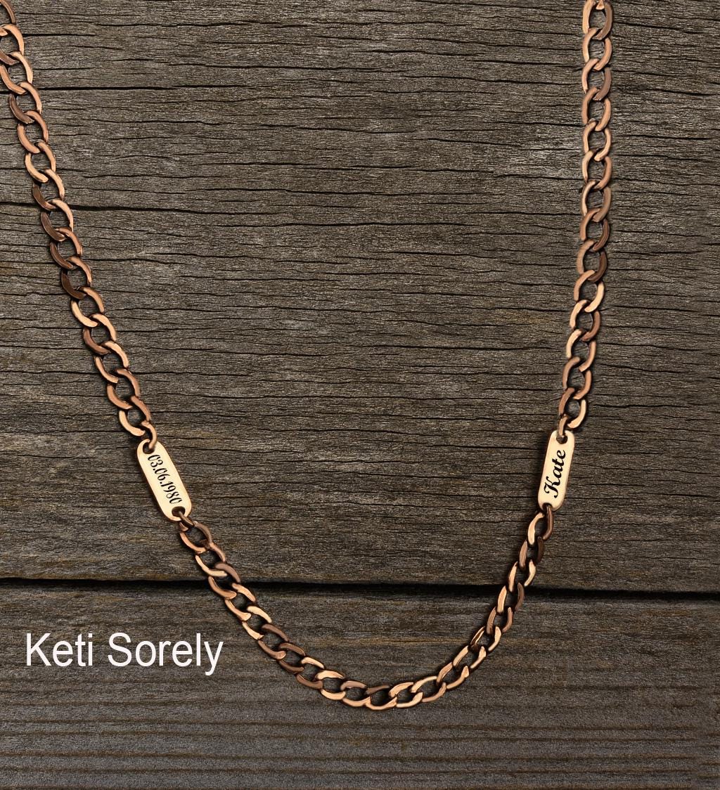Custom Engraved Curb Chain Necklace With Engraved Names, Initials or ...