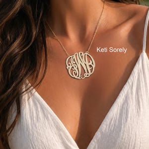 14K Yellow Gold-Filled Handmade Monogram Initials Necklace Small To Large Sizes.