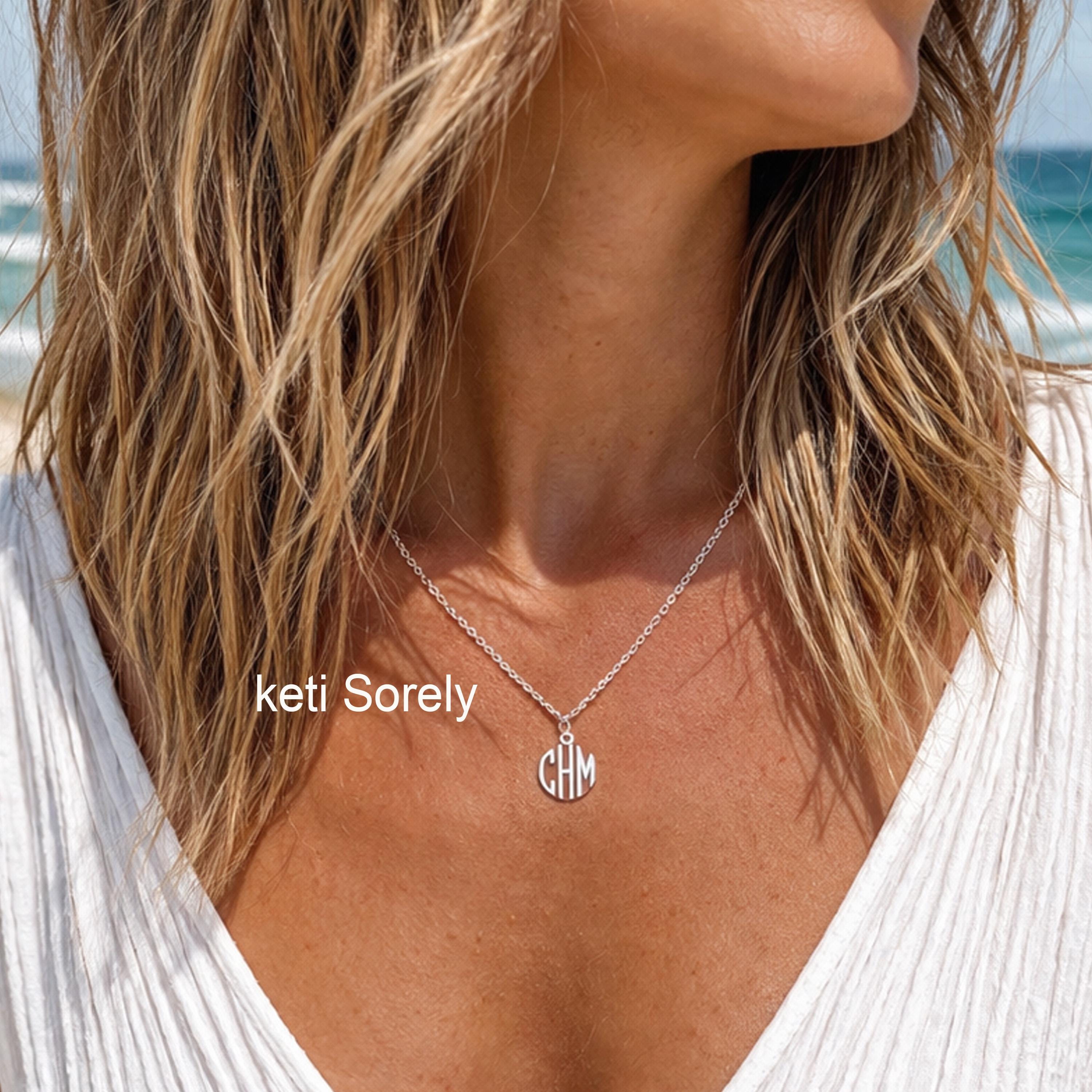 10K, 14K or 18K Solid Gold Monogram Initials Pendant, Unisex Style.