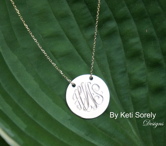 Hand Engraved Monogram Disc NecklaceSmall to Large Sizes Etsy