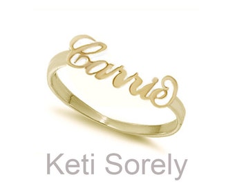 Celebrity Style Handmade Name Ring (Order Any Name) - Sterling silver, Yellow Gold, Rose Gold, White Gold - "Sex & The City" Style Ring