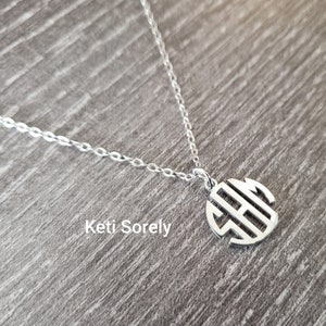 Unisex Monogram Initials Pendant with Modern Font, Block Letters, Small to Large Sizes In Sterling Silver, 10K, 14K or 18K Solid Gold