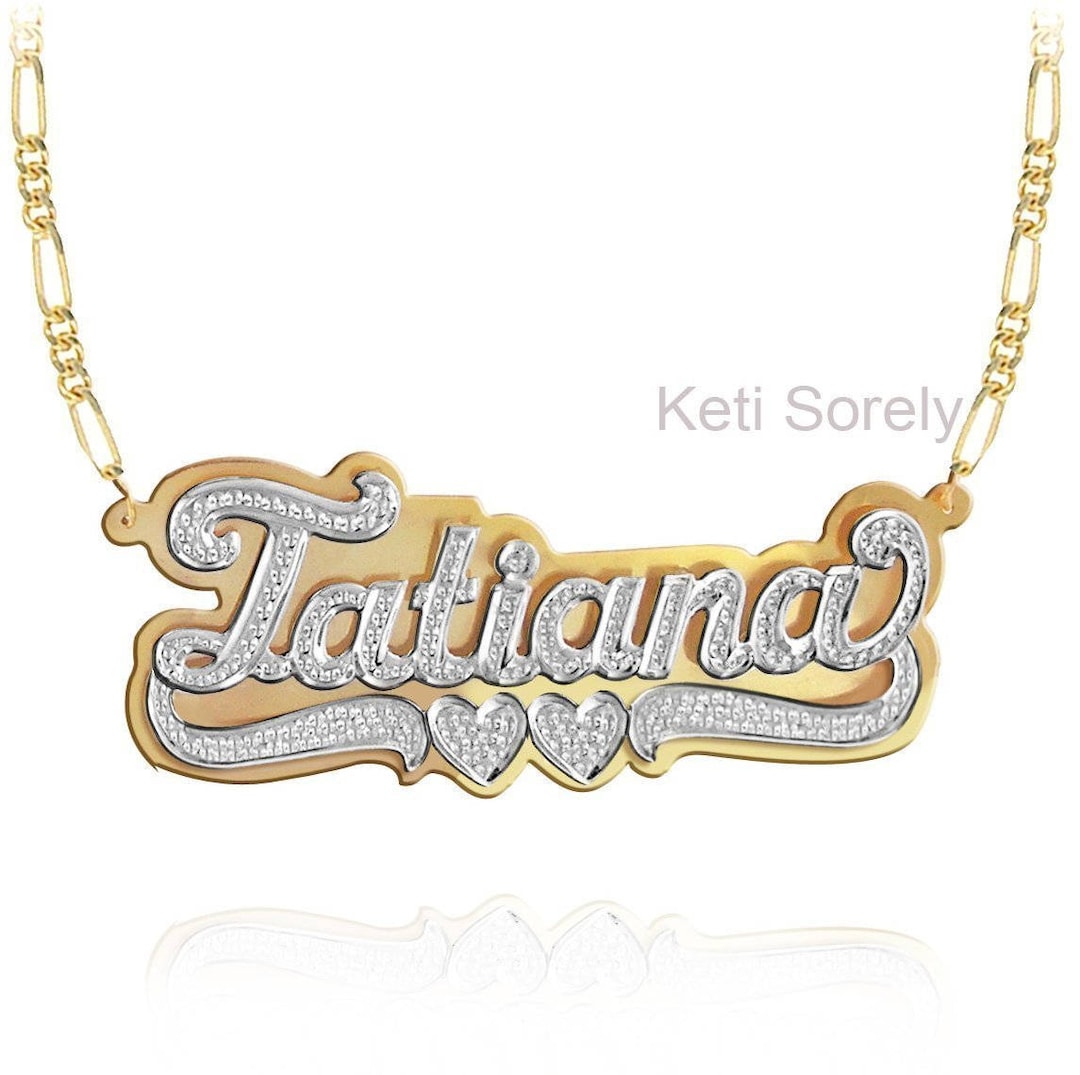 original order necklace オリジナルオーダーネックレス Handmade 3D Nameplate Necklace With Diamond Beading (order