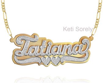 Diamond Nameplate Necklace - Etsy