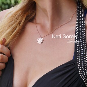 Personalized Initial Pendant Necklace In Solid 10k Rose Gold - A-Z Letter Charm - View #4