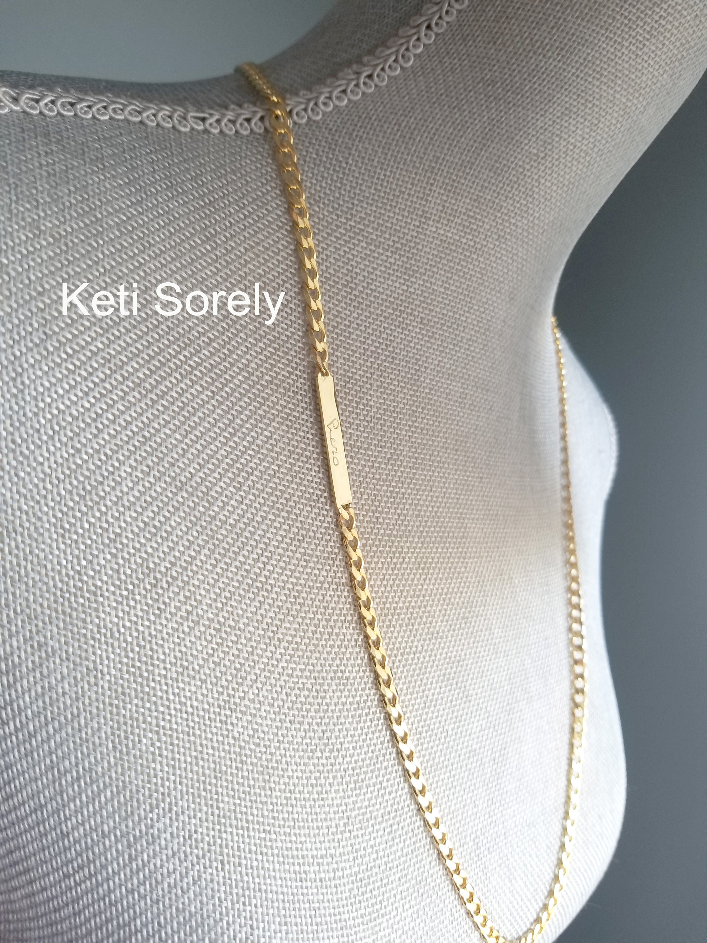 Long Curb Chain Necklace With Engraved 