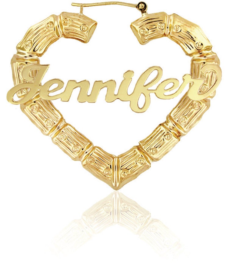 Celebrity Style Door Knocker Earrings Bamboo Name Earrings Etsy