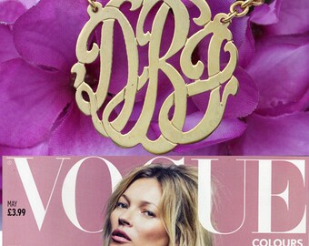 As Featured on VOGUE - Handcrafted Monogram Necklace - Small to Large Sizes  (Order Any Initials), Personalized Monogram Charm