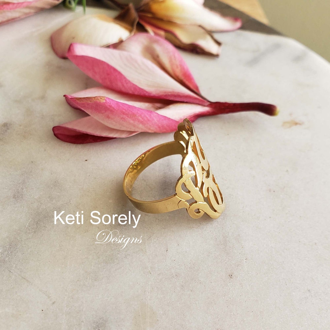 Large Monogram Ring 1 Personalized Initial Ring in - Etsy