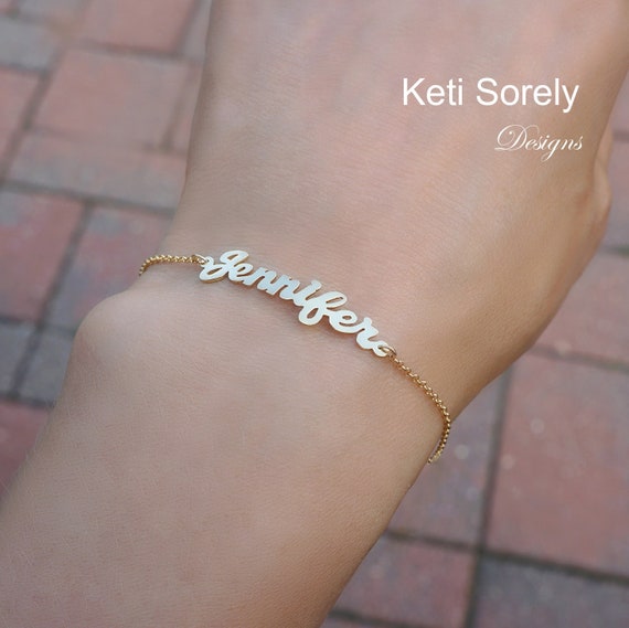 10K 14K or 18K Solid Gold or Sterling Silver Designer Name