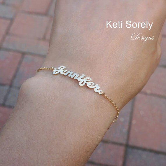 18 Kt Real Solid Yellow Gold Monogram Personalized Name Custom Unisex  Bracelet